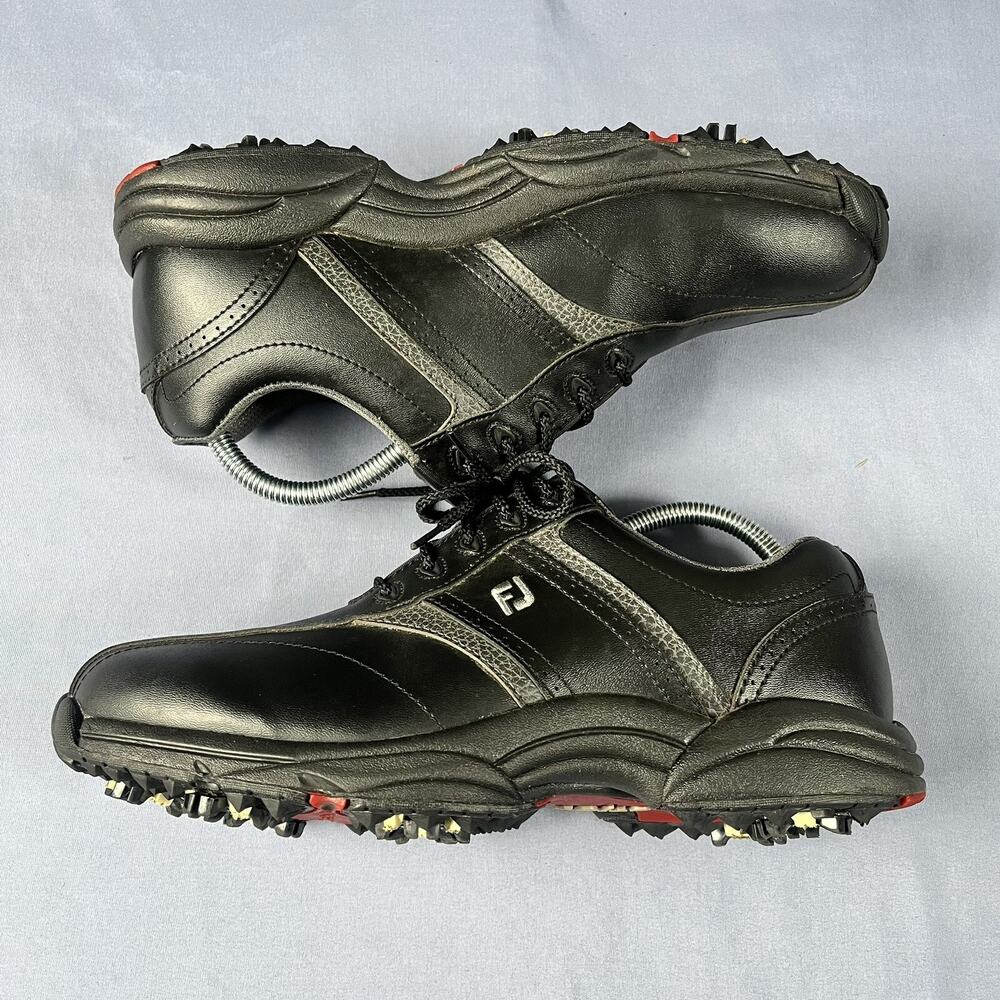 Footjoy Greenjoy Men’s Size 8 Black Leather Golfing Shoes Outdoor Sneakers 45471